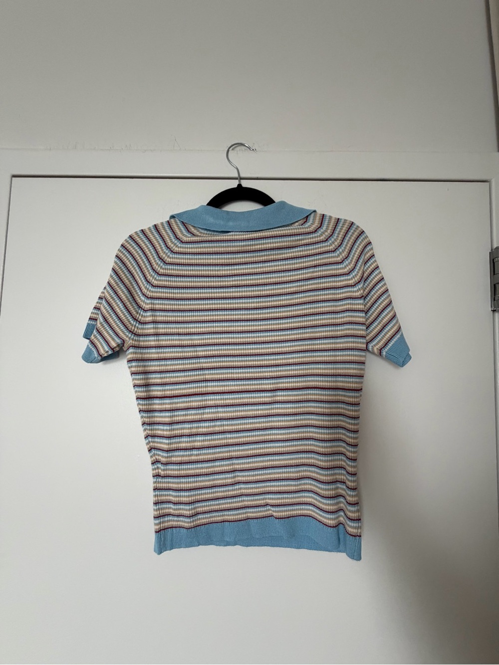 Adanola Breeze Blue Multi-Stripe Knit Polo - Picture 3 of 3